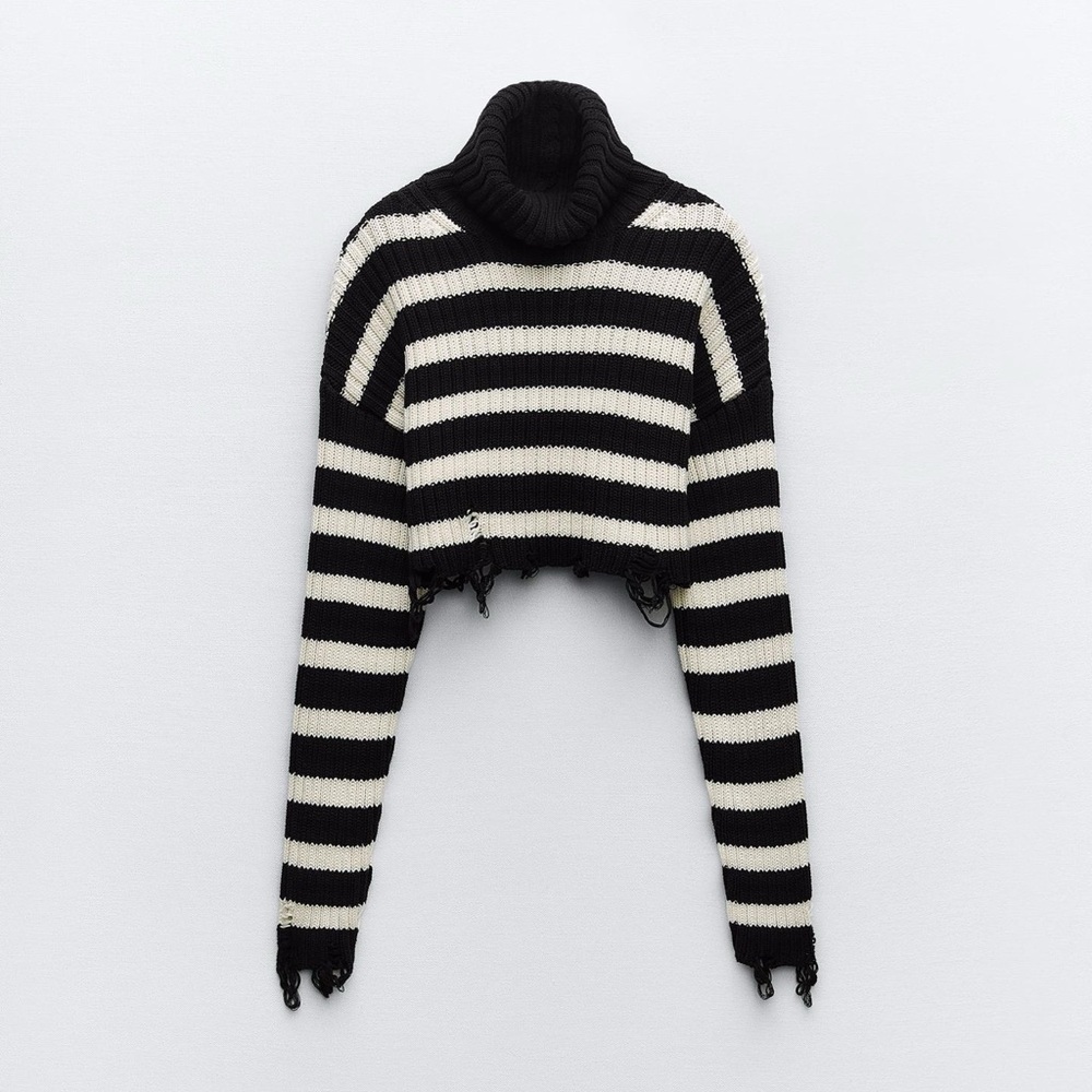 Zara Striped Crop Knit Sweater